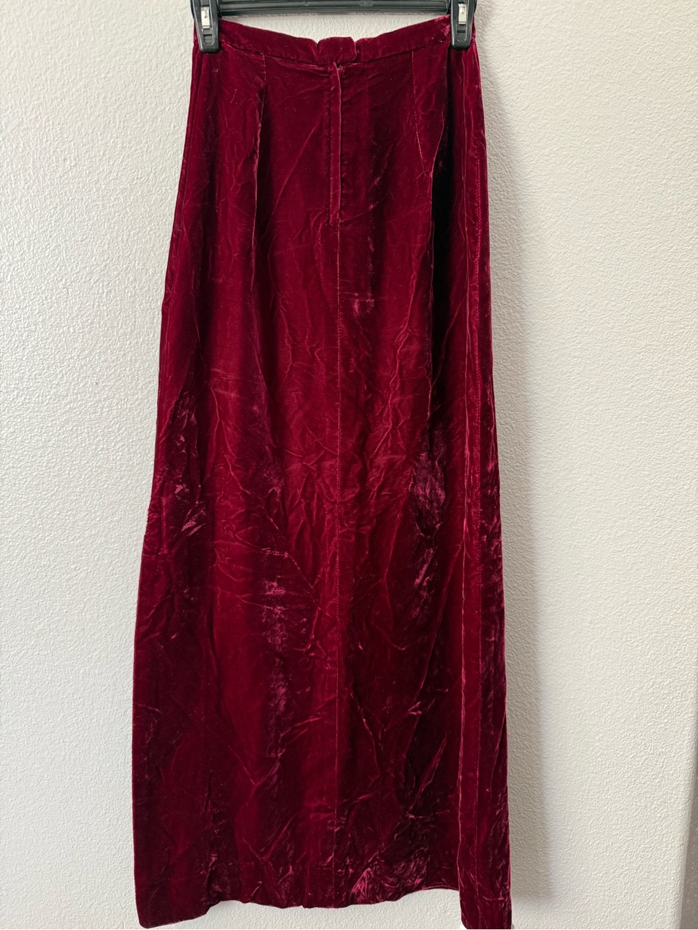 Vintage Alex Colman Burgundy Velvet Maxi Skirt Side Slit Whimsy Goth Y2K Size XS - Picture 2 of 9